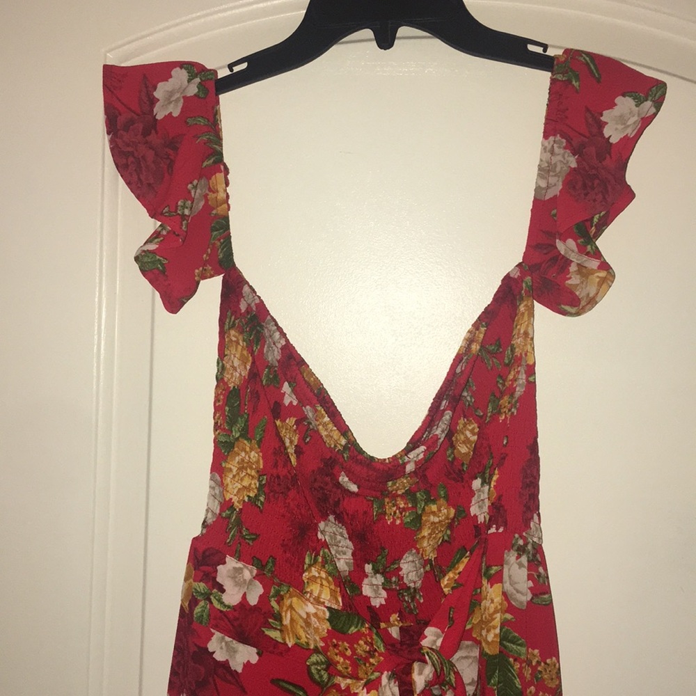 Floral print faux wrap dress